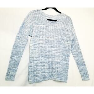 Leo & Nicole Women's Long Sleeve Knit Pull Over Sweater Blue White Size L